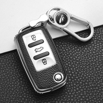 大眾桑塔納鑰匙套適用寶來速騰朗逸凌度高爾夫尚酷汽車保護殼扣包