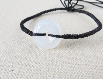 本命年【歲歲平安】平安扣翡翠絲光編織手鍊*SS45*招財、保平安