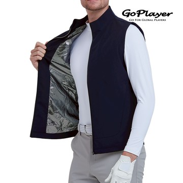 【GoPlayer】男防風保暖運動背心(藏青.白.灰) (高爾夫背心 輕量防潑水 馬甲背心)