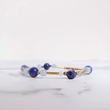 【三月誕生石手環】勇氣之石/蘇打石/海藍寶石/日本製蠶絲線/好穿