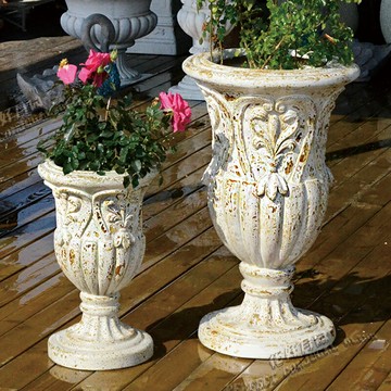 花盆 花器 庭院擺件 免運 速發 開立發票 歐式復古大號高腳羅馬花盆園庭院別墅門口綠植婚慶布置家居裝飾品 酒店庭院擺件 裝飾擺件 花園擺件 花園裝飾