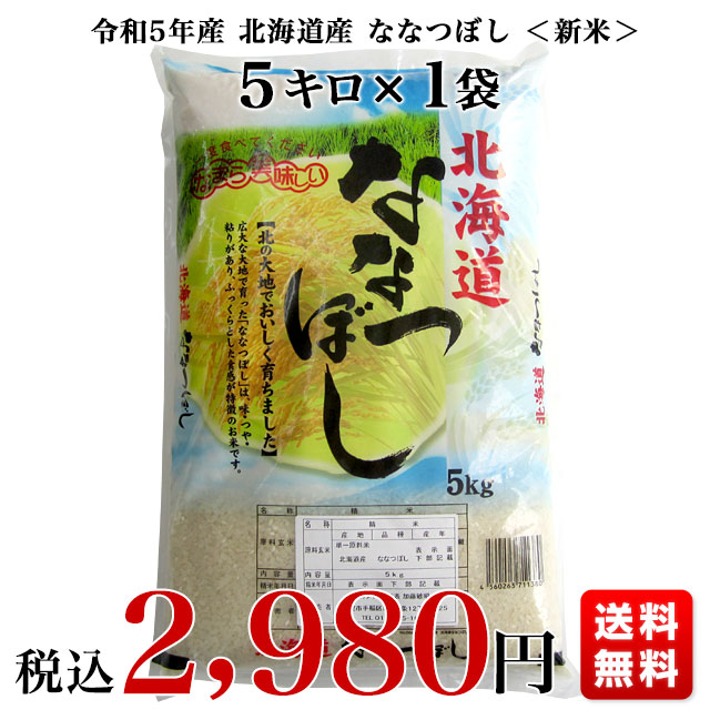 令和5年産 北海道産 ＜新米＞ ななつぼし 5キロ 送料無料 お米 北海道米