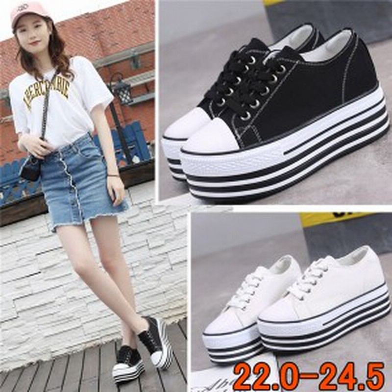 厚底 スニーカー レディース 靴 春夏 厚底スニーカー カジュアル かかとなし スリッポン キャンバス 履きやすい おしゃれ ヒール7cm 普段 通販 Lineポイント最大1 0 Get Lineショッピング