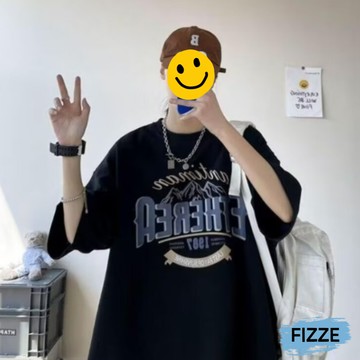 五分袖 上衣 T恤 短T 素T 寬鬆短袖 落肩五分袖短T 寬鬆衣服 短袖衣服 印花T恤 ATHT320【FIZZE】