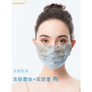 蘇瓊2025蕾絲口罩透氣臉罩夏季面罩女易呼吸薄款面罩不起霧可水洗