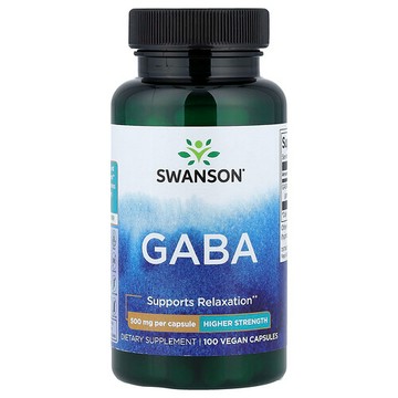 Swanson Vitamins, GABA，500 毫克，100 粒全素膠囊