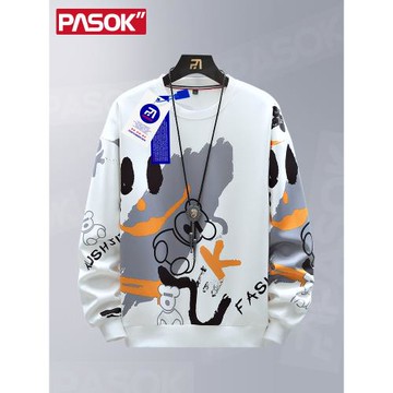 衛衣男圓領秋冬季ins潮牌加絨加厚保暖打底衫大童男孩印花長袖t恤