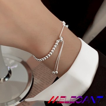 M.e.【24H出貨】韓版S925銀甜美小圓珠精緻手鍊 可調節百搭時尚手環 圓珠手鍊