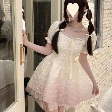 甜美漸變公主裙 蓬蓬連衣裙 蓬蓬裙 夏季新款短裙 法式洋裝 小個子收腰顯瘦連身裙 純欲風洋裝 法式洋裝