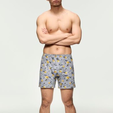 Mr. DADADO-麥鑲金啤 M-3L印花四角男內褲(淡灰藍) 天然絲光棉-吸濕排汗-GHQ521FL