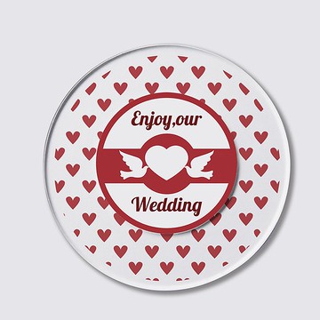 壓克力 LED 婚禮邀請卡 圓形紅白Enjoy our Wedding 含紙信封