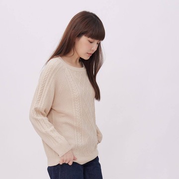 Argyle菱形紋圓領長袖親膚針織衫 (2色)