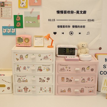 網紅化妝品收納盒抽屜式桌面雜物整理口紅面膜學生宿舍置物架神器