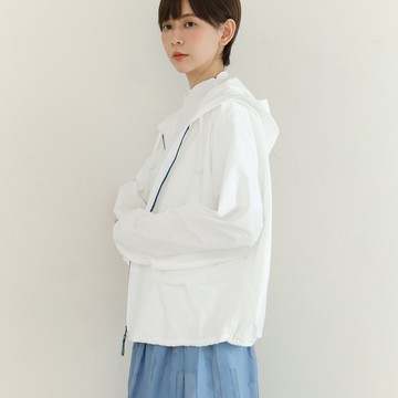 a la sha 質感撞色抽繩連帽外套