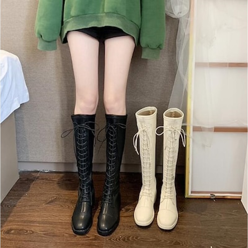可愛い編み上げロングブーツ ダンスブーツ ダンス 靴 レースアップ ヒップホップ ローヒールブーツ コスプレ 衣装 ロングブーツ 白 劇団衣装 スタジオ衣装 編み上げブーツ 着物 和装 成人式 クリス 通販 Lineポイント最大1 0 Get Lineショッピング