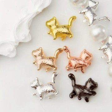 ADJ1370【單品滿5件送1件】 配件diy花托古法金飾品走路小貓配飾手鍊隔珠隔片14K包金色保色手串散珠首飾材料