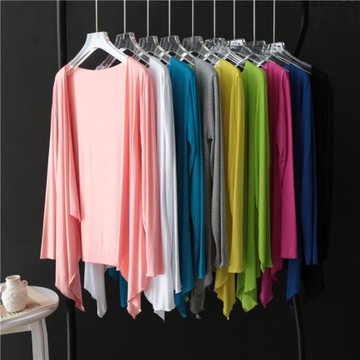 莫代爾長袖開衫女春夏季2025新款空調衫柔軟薄披肩防曬衣純色外套