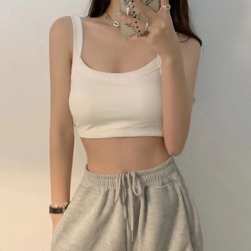 背心 小可愛 夏季吊帶 帶胸墊打底內搭背心 短款無袖上衣 防走光聚攏薄款內衣女【不二雜貨】