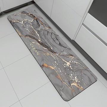波蘭復古花磚珪藻土軟式地墊【大理石煙灰色45*200cm】 珪藻土地墊 速乾 吸水  廚房 軟式地墊 浴室地墊   軟地墊 浴室 矽藻土地墊 柔軟