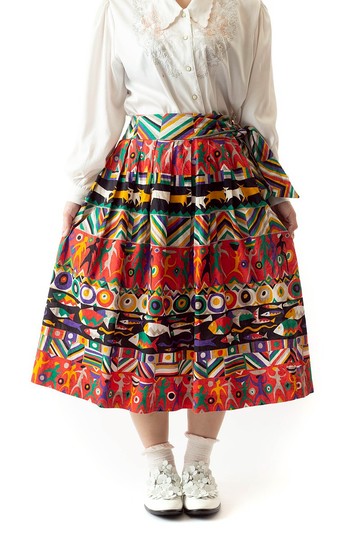 美製花布半身裙.Vintage【初戀販賣所】C137