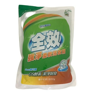 全效 強淨柔軟洗衣精補充包-梔子花香(1800g/包) [大買家]