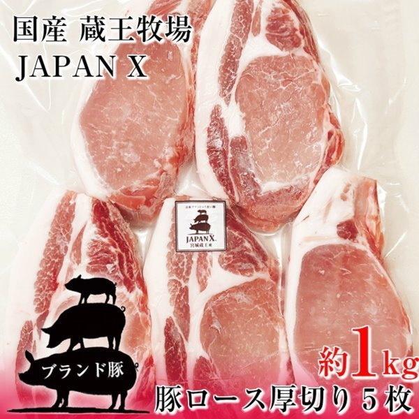 豚ロース とんかつ ステーキ 極厚切り 5枚 約1kg 豚肉 ポーク 国産 蔵王牧場 JAPAN X