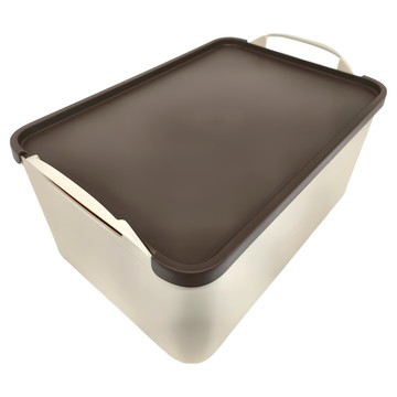 品屋 大號手提式收納箱 帶蓋 防塵防蟲  38.5 x 25.8 x 18.5cm  咖啡色  1個