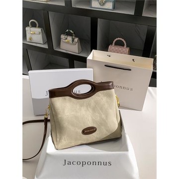 雅各邦真皮牛仔水桶包女式2025新款包包輕奢高級感小眾大容量手提