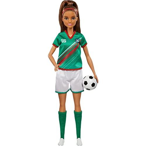 Barbie Soccer Doll Brunette Ponytail Colorful #16 Uniform Soccer