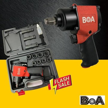 【BOA】四分 超短型氣動扳手工具組套 槍型氣動扳手套組 高扭力雙環超耐用 氣動扳手 氣動工具 短型強力