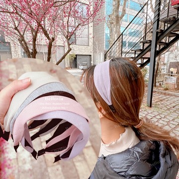 Bellovia ꕤ 正韓🇰🇷 直紋針織 寬版髮帶造型 髮箍 (五色可選) 韓國製 針織髮帶 顯臉小 壓髮 寬髮帶