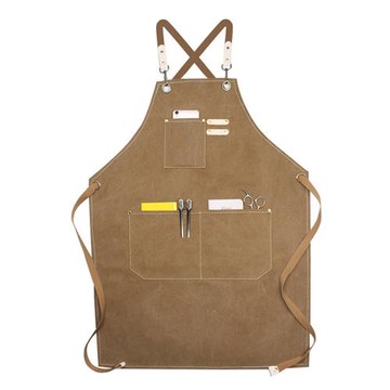 亞馬遜加厚帆布圍裙定制logo奶茶店酒吧廚師理發店工作服圍裙批發