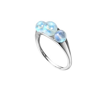 月光石戒指 14k白金戒指 藍光白金女戒 訂婚戒指 六月誕生石女戒