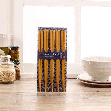 [家速配]日光生活日式六角木筷(5雙入)-黃楊