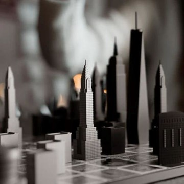 【英國 Skyline】天空之城 地標西洋棋-東京 vs. 紐約 / 衛星地圖棋盤