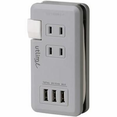 ds-2484451 ソニック ユートリムエルポータブルコンセント USBポート付 グレー UL-5010-GL 1個 (ds2484451)