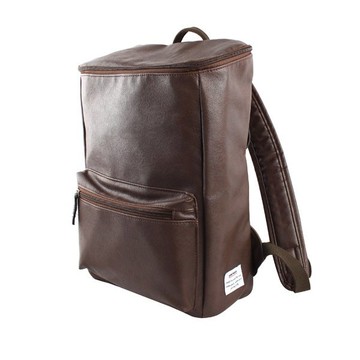 咖啡色復古皮革方形後背包【am-0227】