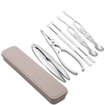 PUSH! 餐具用品吃蟹工具蟹六件蟹鉗蟹夾蟹針六件套D158