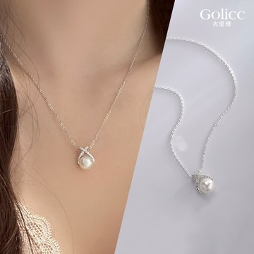【Gulicc】古莉可 項鍊 交叉鑲鑽 輕奢珍珠項鍊