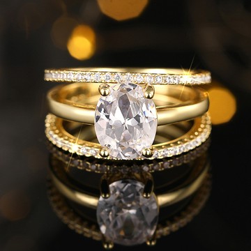 歐美四爪鑲嵌戒指三套戒 飾品女