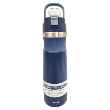 Kinyo 不鏽鋼吸管保溫瓶  藍色  900ml  1個