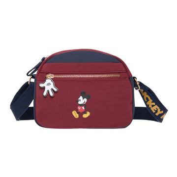 MICKEY MOUSE 米奇 休閒米奇 側背包 – 滌綸材質 拉鍊開合  20 x 8 x 17cm  酒紅色
