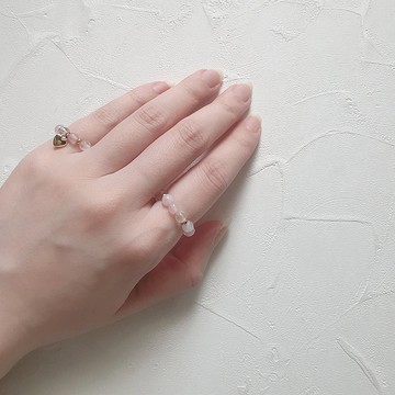 粉紅泡泡 天然晶石食指戒 (冰種粉晶.粉晶.馬達加斯加粉晶)增桃花