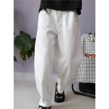 【釋然】2025夏季新品矮小個子小碼彎刀褲寬松顯瘦白色九分褲百搭