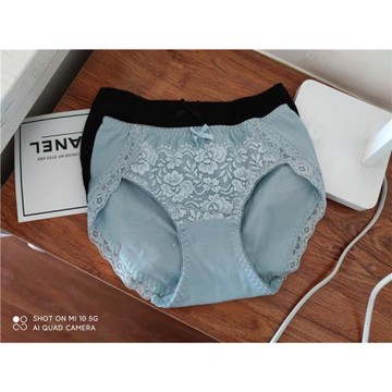 2條外貿原單女士純棉內褲中腰包臀無痕無縫黑色全棉檔透氣抗菌