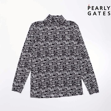 【ṔEARLY GATES】男款深藍色保暖效果手感柔軟造型多變幾何圖紋長袖立領衫 JGTQ66105