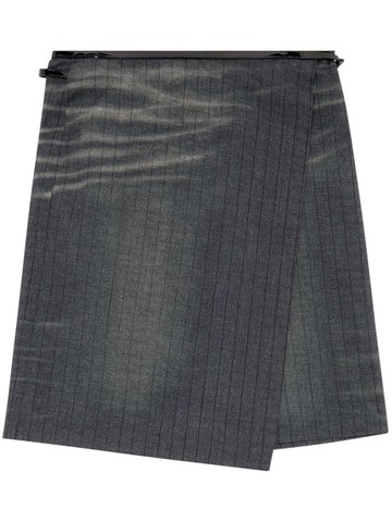 Diesel - O-Kessy pinstripe-pattern wrap skirt - women - Virgin Wool - 40 - Black