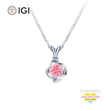 彩糖鑽工坊 IGI 1克拉 彩鑽 玫瑰花鑽石項鍊 粉紅鑽石 (培育鑽石 VIVID PINK 粉鑽)