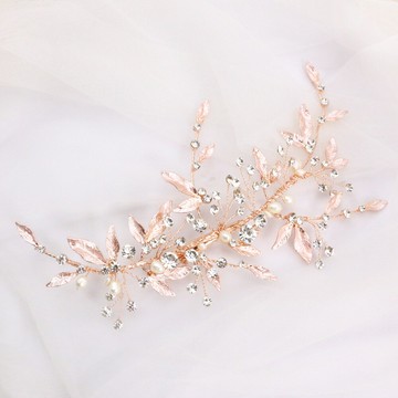 欧美高端新娘头饰发夹森系淡水珍珠盘发边夹婚纱礼服发饰品