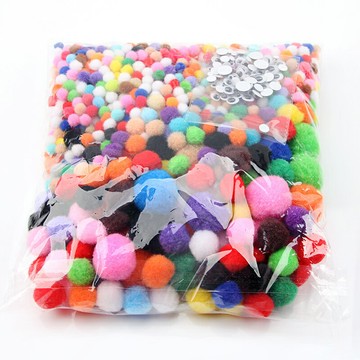 眼睛絨毛球套組 丙綸球 彩色 絨毛球 豆豆眼 手工藝 DIY 勞作美勞 手作 材料 【BlueCat】【JC4772】